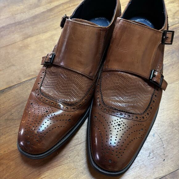 Stacy Adams Mabry Double Monk Strap Oxfords Mens Sz 9.5 M Brown Leather Shoes - Picture 2 of 16
